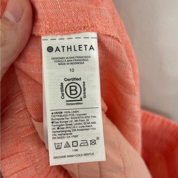 Athleta Retreat Linen Jogger Pants in Sunset Glow (Coral) - Size 10 - Picture 5 of 6